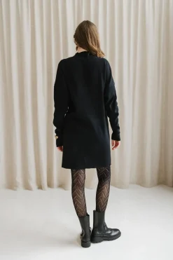 Robe pull en maille de coton bio | noir 