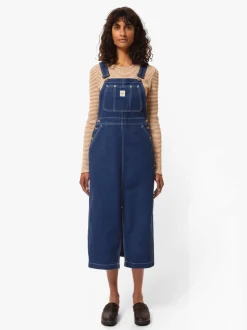 Robe salopette en jean en coton bio et recyclé | bleu 