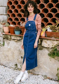Robe salopette en jean en coton bio et recyclé | bleu 