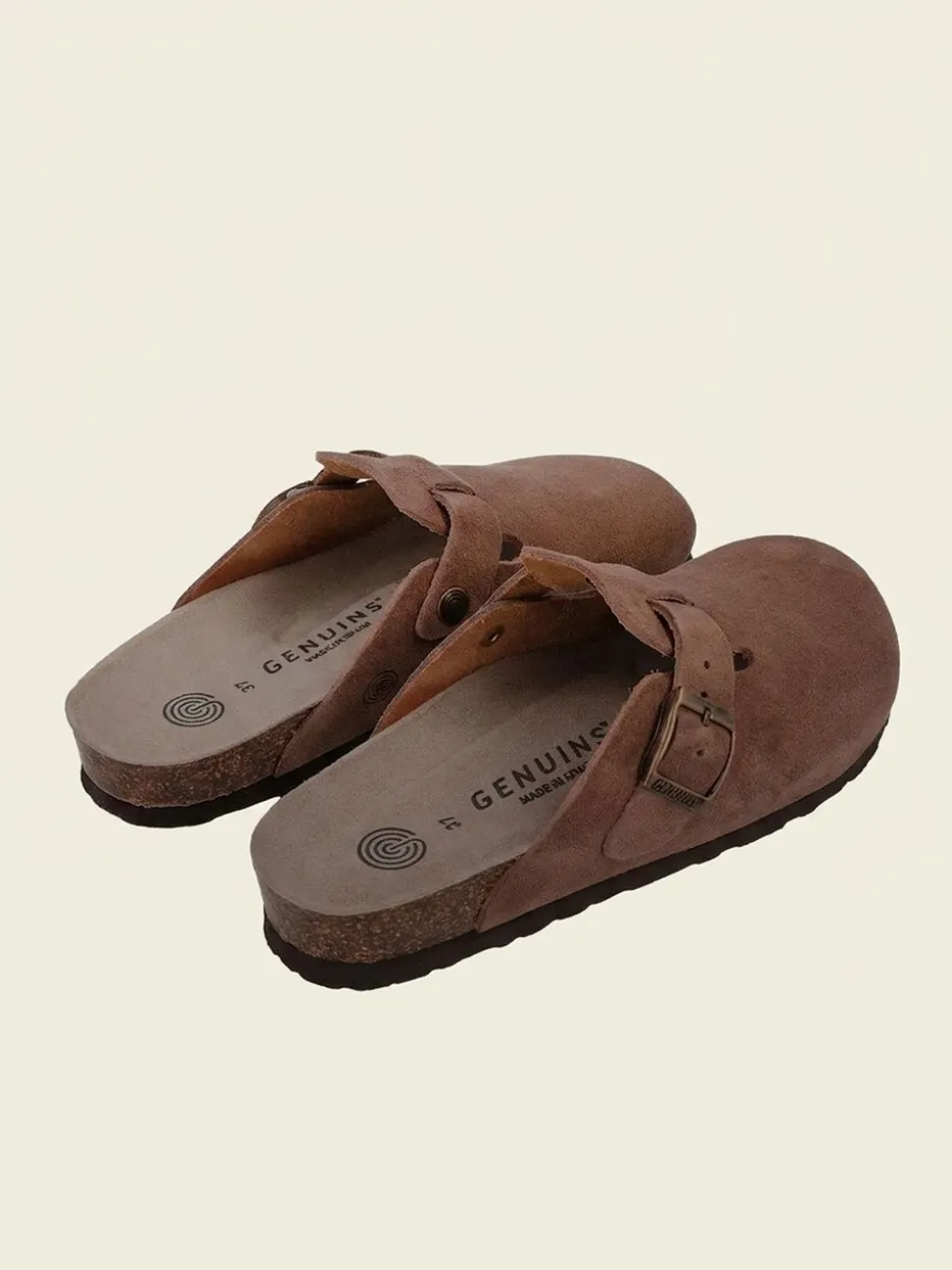 Sabots en cuir certifié | marron "riva velour terra"