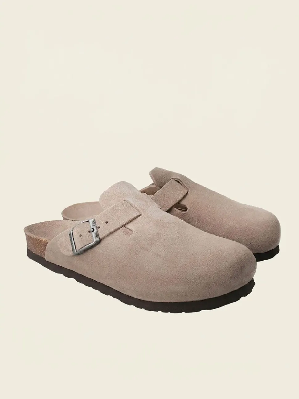 Sabots en cuir certifié | marron "riva velour taupe"