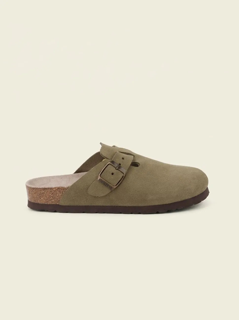 Sabots en cuir certifié | marron "riva velour kaki"