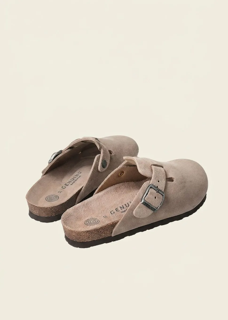Sabots en cuir certifié | marron "riva velour taupe"