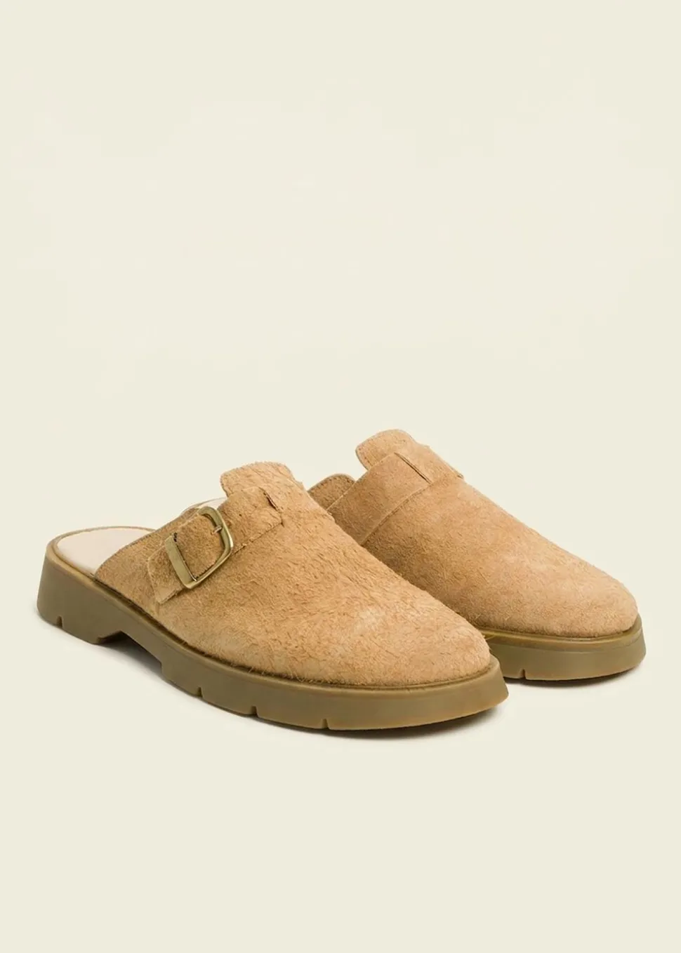 Sabots made in france en cuir suède certifié | camel "pacha vp oak camel"