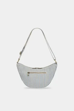 Sac bandoulière en coton bio | rayé "andrea rayure bleu"