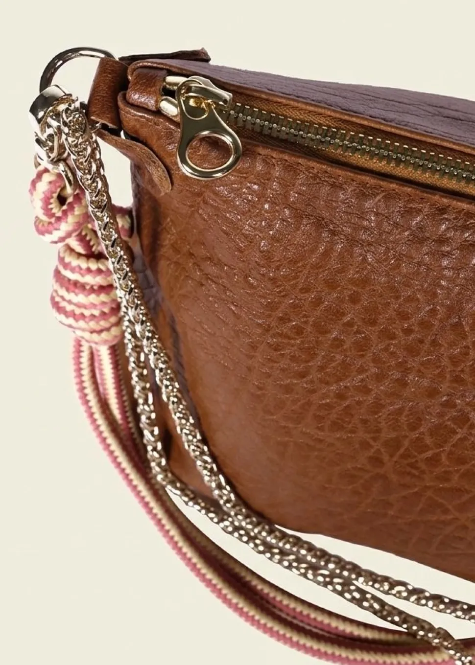 Sac bandoulière en cuir tannage végétal | marron "mallow - bubble havana s26"