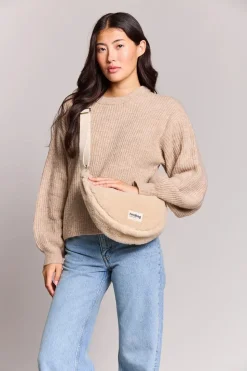 Sac bandoulière en matière recyclée | beige "andrea teddy"