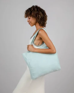 Sac cabas turquoise en coton bio - bubble light morera