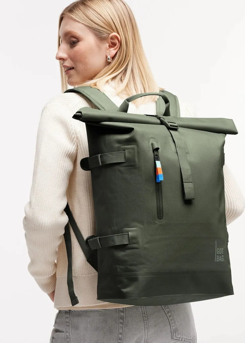 Sac à dos 31l en matière recyclée | vert "rolltop 2.0 algae"