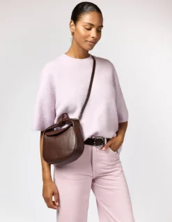 Sac à main en cuir certifié | chocolat 