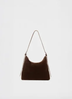 Sac à main en cuir suède certifié | marron "bari - coffee"