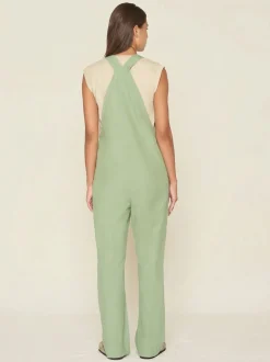 Salopette en coton bio | vert "gale straight slub yarn jumpsuit shale green"
