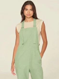 Salopette en coton bio | vert "gale straight slub yarn jumpsuit shale green"