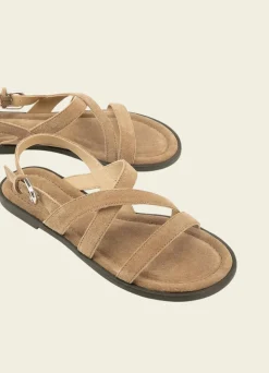 Sandales en cuir certifié | beige "zaida dk sand "