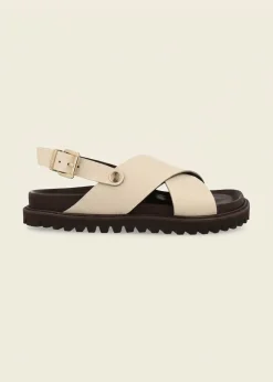 Sandales en cuir certifié | blanc "melen embossed leather chalk" new