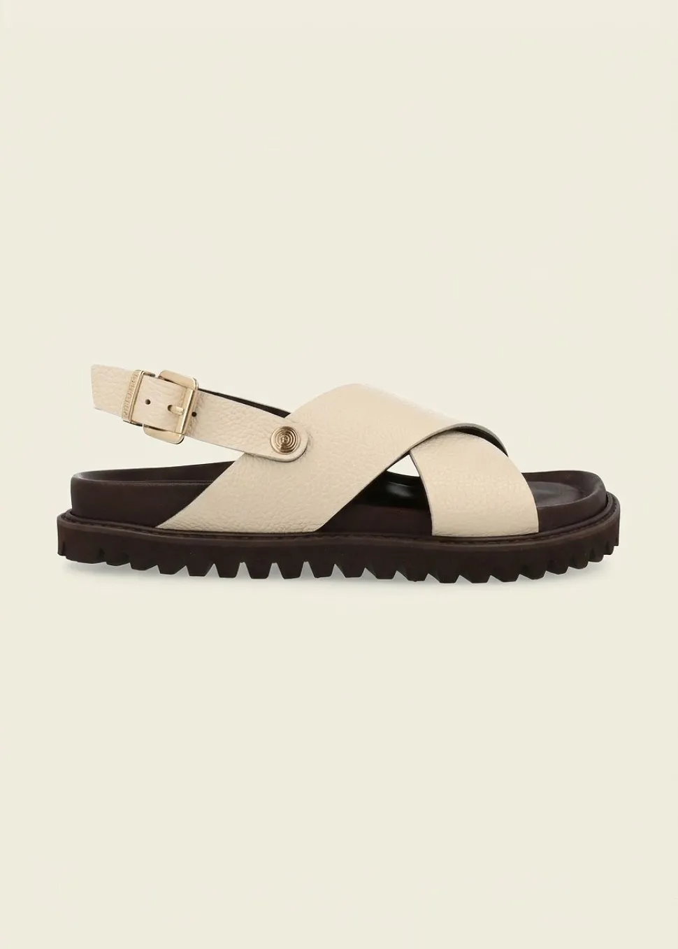 Sandales en cuir certifié | blanc "melen embossed leather chalk" new