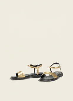 Sandales en cuir certifié | doré "izzy - gold"