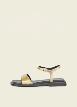 Sandales en cuir certifié | doré "izzy - gold"
