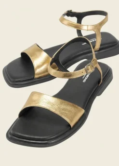 Sandales en cuir certifié | doré 