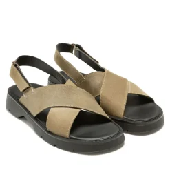 Sandales en cuir certifié | ilot ec - kaki