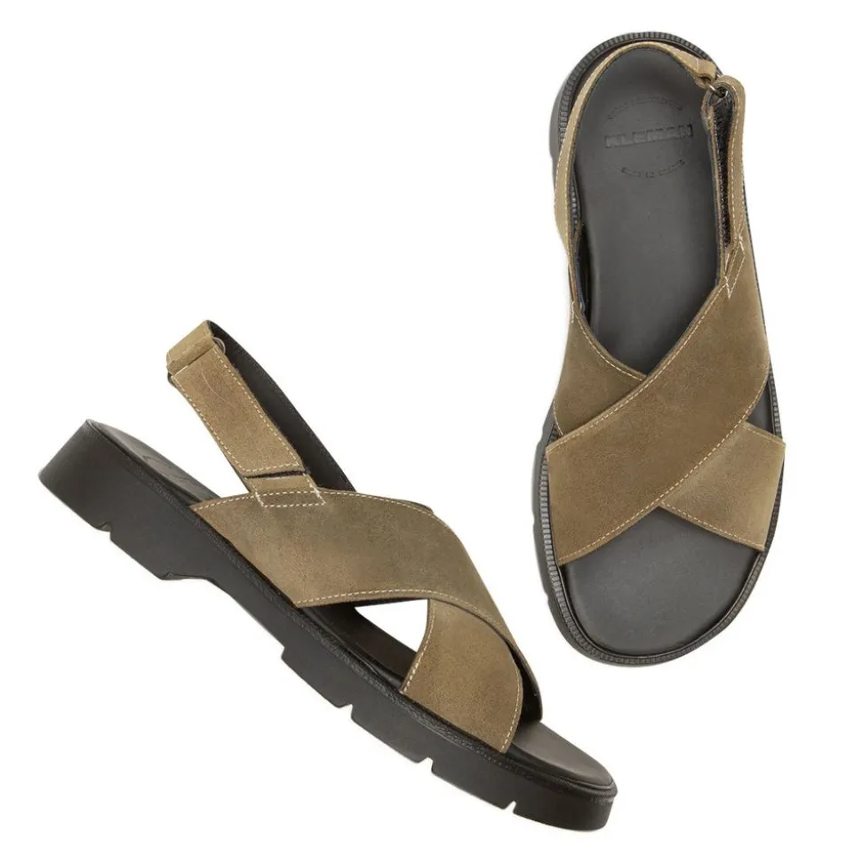 Sandales en cuir certifié | ilot ec - kaki