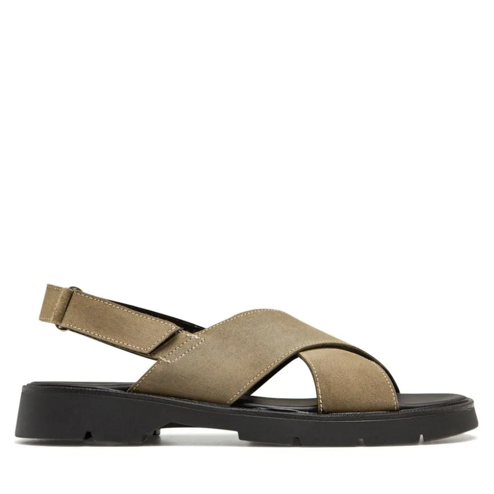 Sandales en cuir certifié | ilot ec - kaki