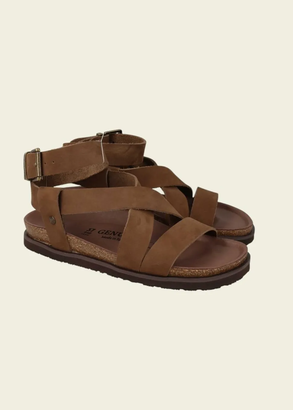 Sandales en cuir certifié | marron "zaha nubuck terra"
