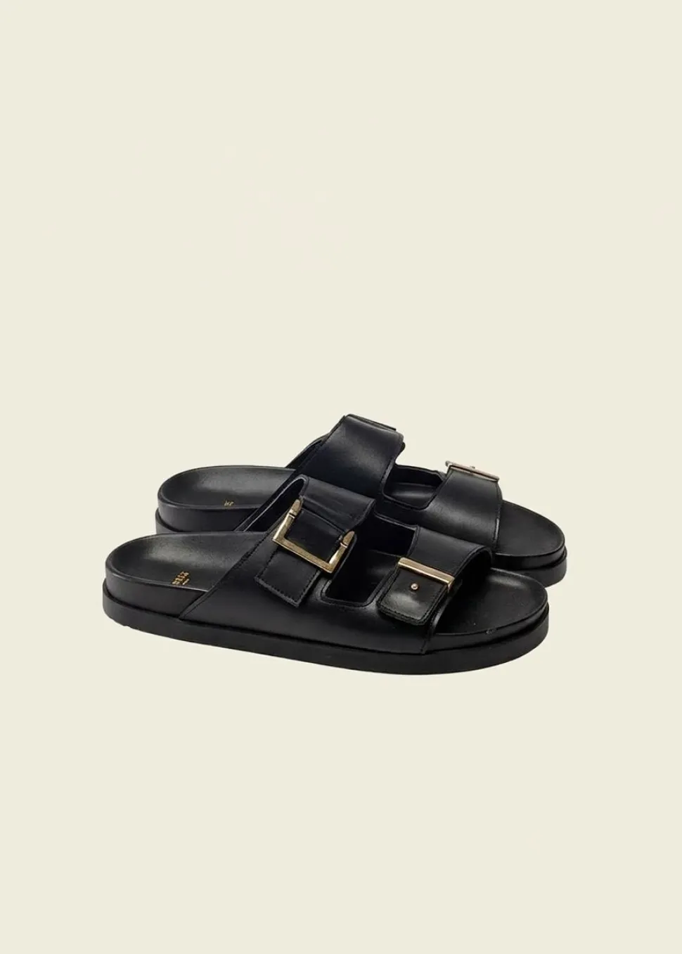 Sandales en cuir certifié | noir "ampio - cuir noir"