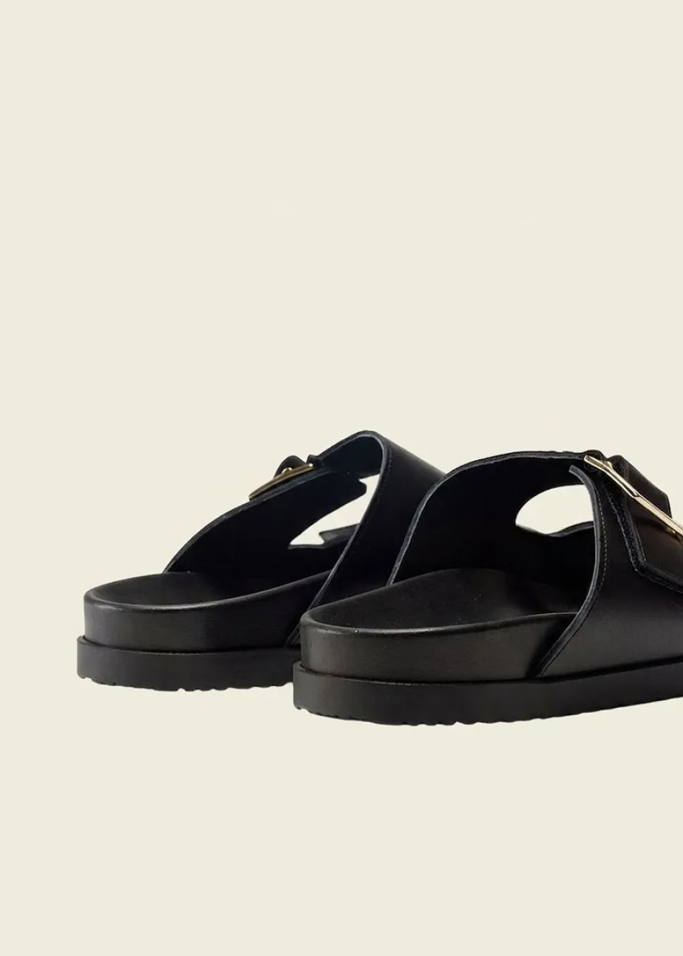 Sandales en cuir certifié | noir "ampio - cuir noir"