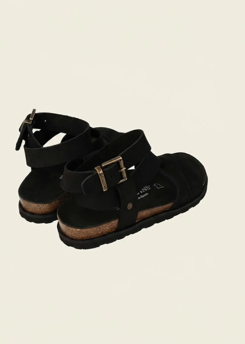 Sandales en cuir certifié | noir "zaha nubuck black"