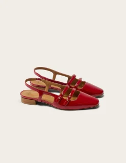 Sandales en cuir certifié | rouge "soli - cuir vernis rouge"