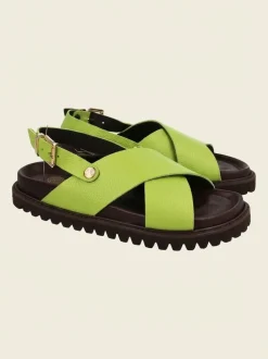 Sandales en cuir certifié | vert "melen embossed leather lime"
