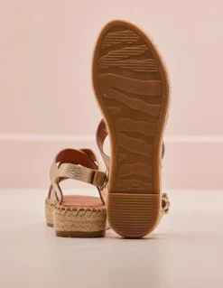 Sandales en cuir grainé | beige "chantal champagne grained leather"