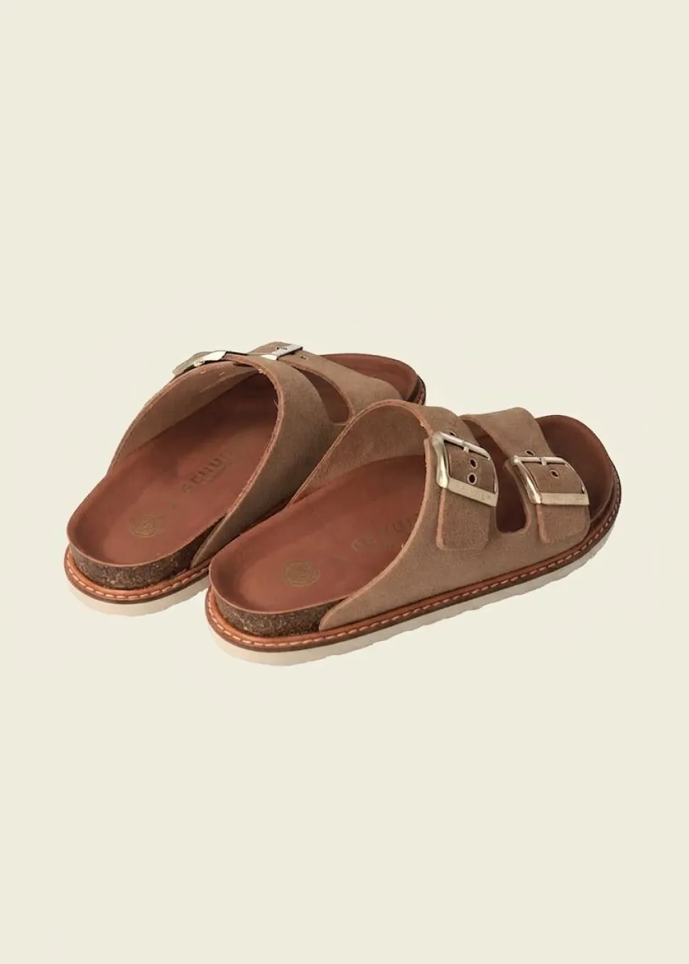 Sandales en cuir suède certifié | beige "hawaii velour almond"