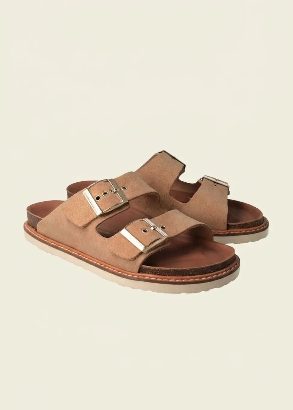 Sandales en cuir suède certifié | beige "hawaii velour almond"