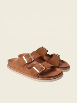 Sandales en cuir suède certifié | marron