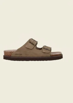 Sandales en cuir suède certifié | kaki "hawaii nubuck kaki"