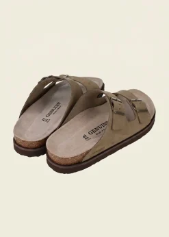 Sandales en cuir suède certifié | kaki