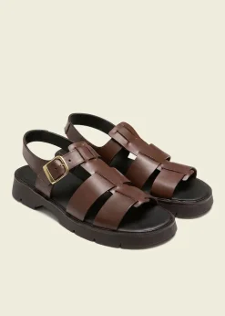 Sandales made in france en cuir tannage végétal certifié | marron "ballast vgt marron"