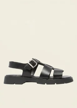 Sandales made in france en cuir tannage végétal certifié | noir