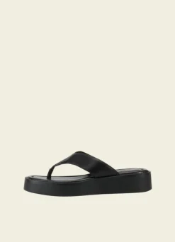 Sandales plateforme en cuir certifié | noir "danya - black"