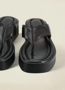 Sandales plateforme en cuir certifié | noir 