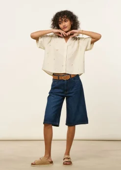 Short bermuda en coton bio et recyclé | bleu foncé "roxy short faded vintage"
