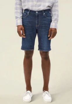 Short denim ajusté en coton bio et chanvre | brut "naailo denim short - titania"