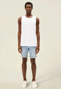 Short denim ajusté en coton bio et chanvre | bleu clair "naailo denim short - tethys"