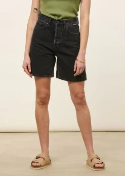 Short denim en coton bio | noir "sheaari - ebony black"