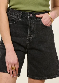 Short denim en coton bio | noir 
