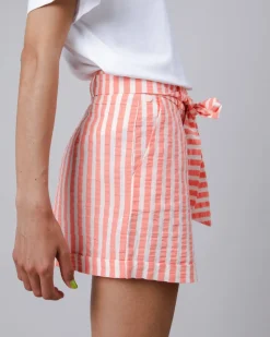 Short en coton bio et recyclé | rayé rose 