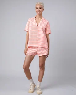 Short en coton bio et recyclé | rayé rose 