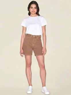 Short en coton bio | marron "gale straight mid-rise tiramisu"